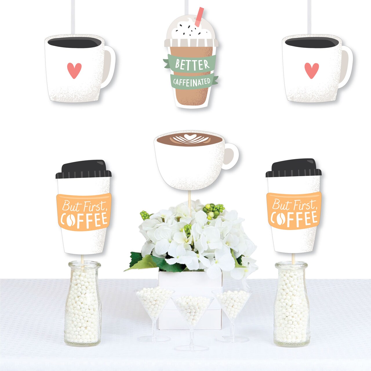 Big Dot of Happiness But First, Coffee - Decorations DIY Cafe Themed Party Essentials - Set of 20